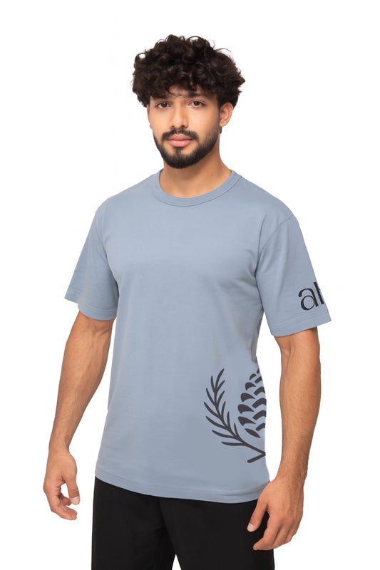 ARZ Oversized Logo T-Shirt – Men - Greyish Blue