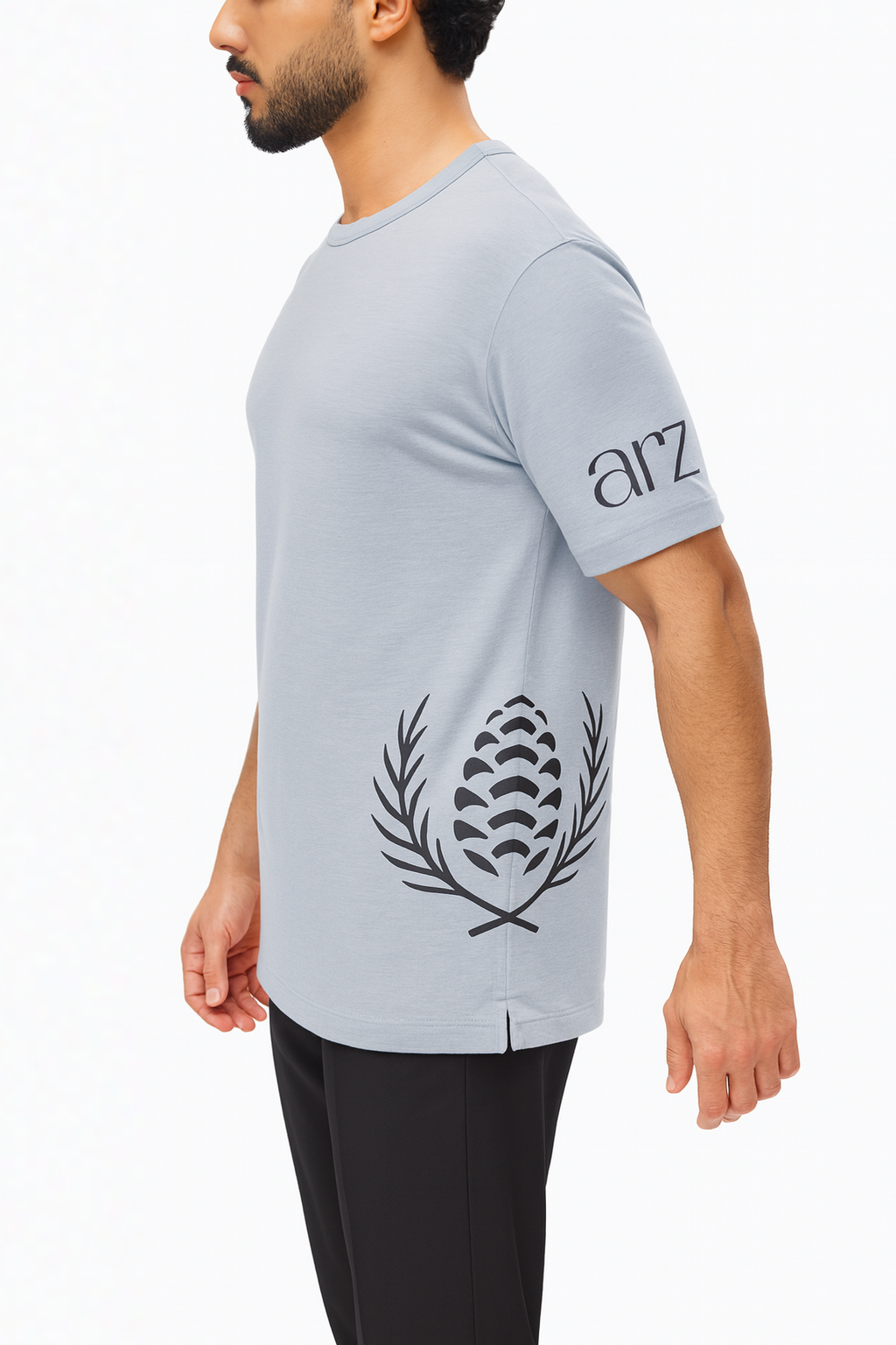 ARZ Oversized Logo T-Shirt – Men - Greyish Blue