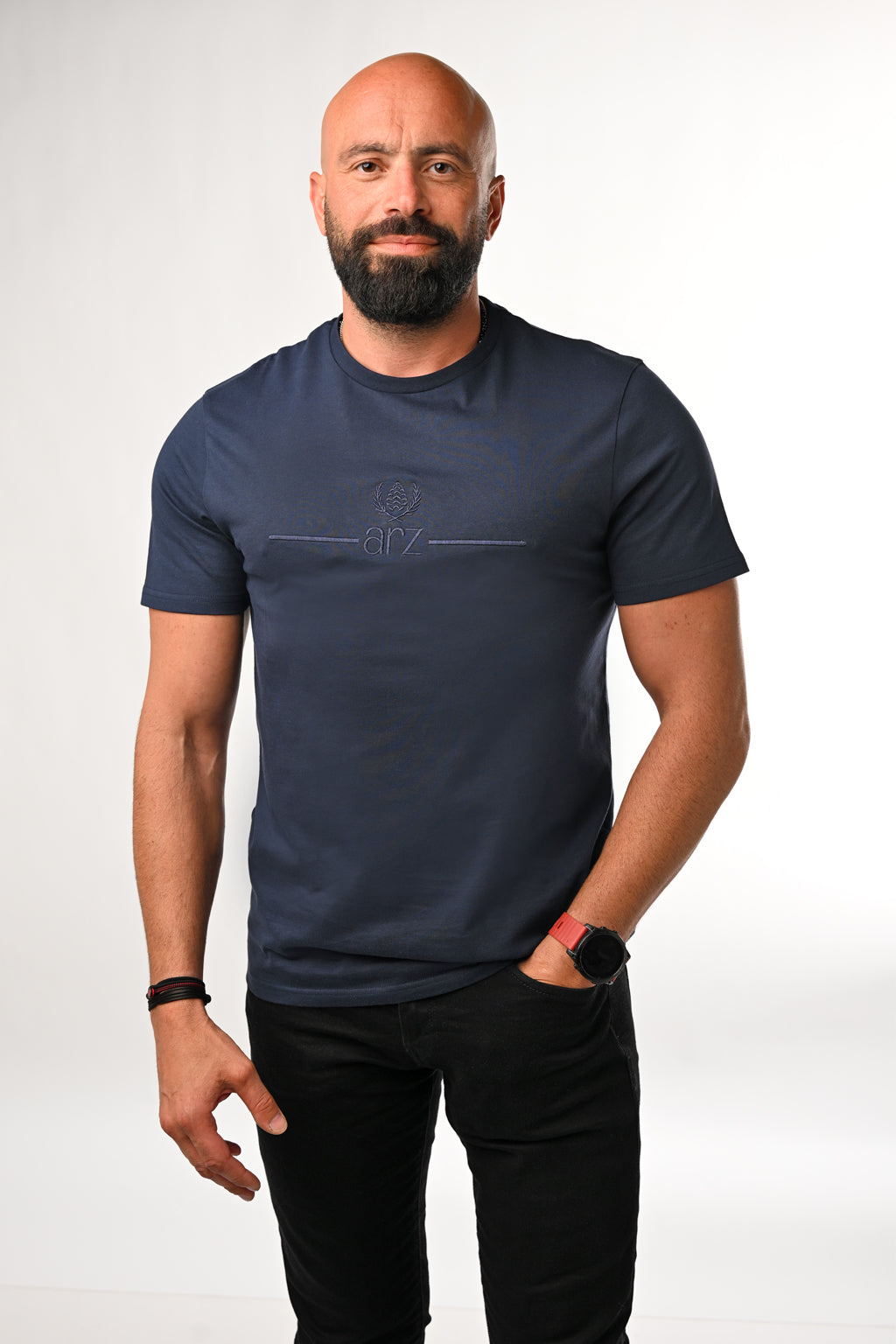 ARZ Classic Embroidered T-Shirt – Men - Navy Blue