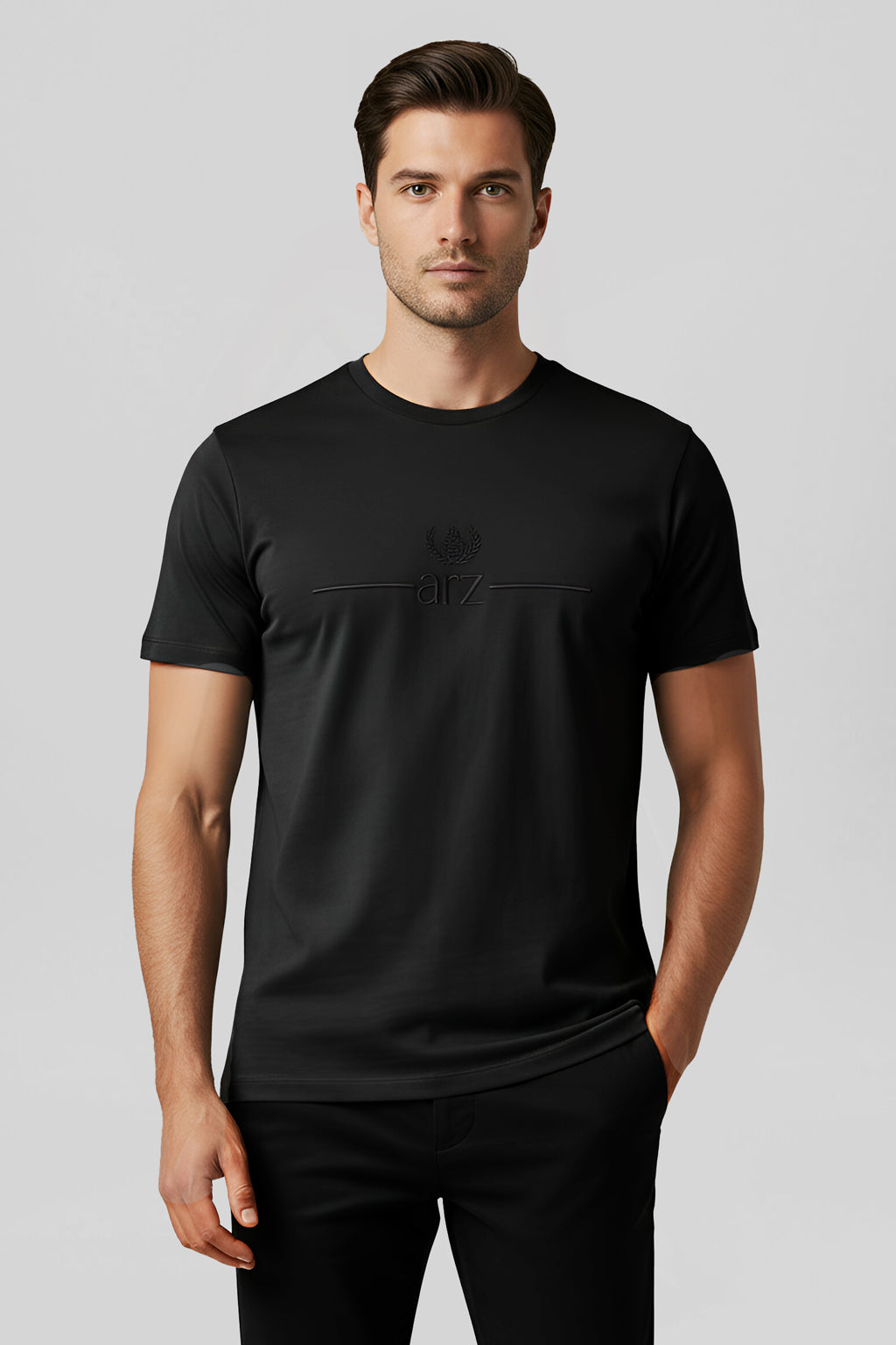 ARZ Classic Embroidered T-Shirt – Men - Navy Blue