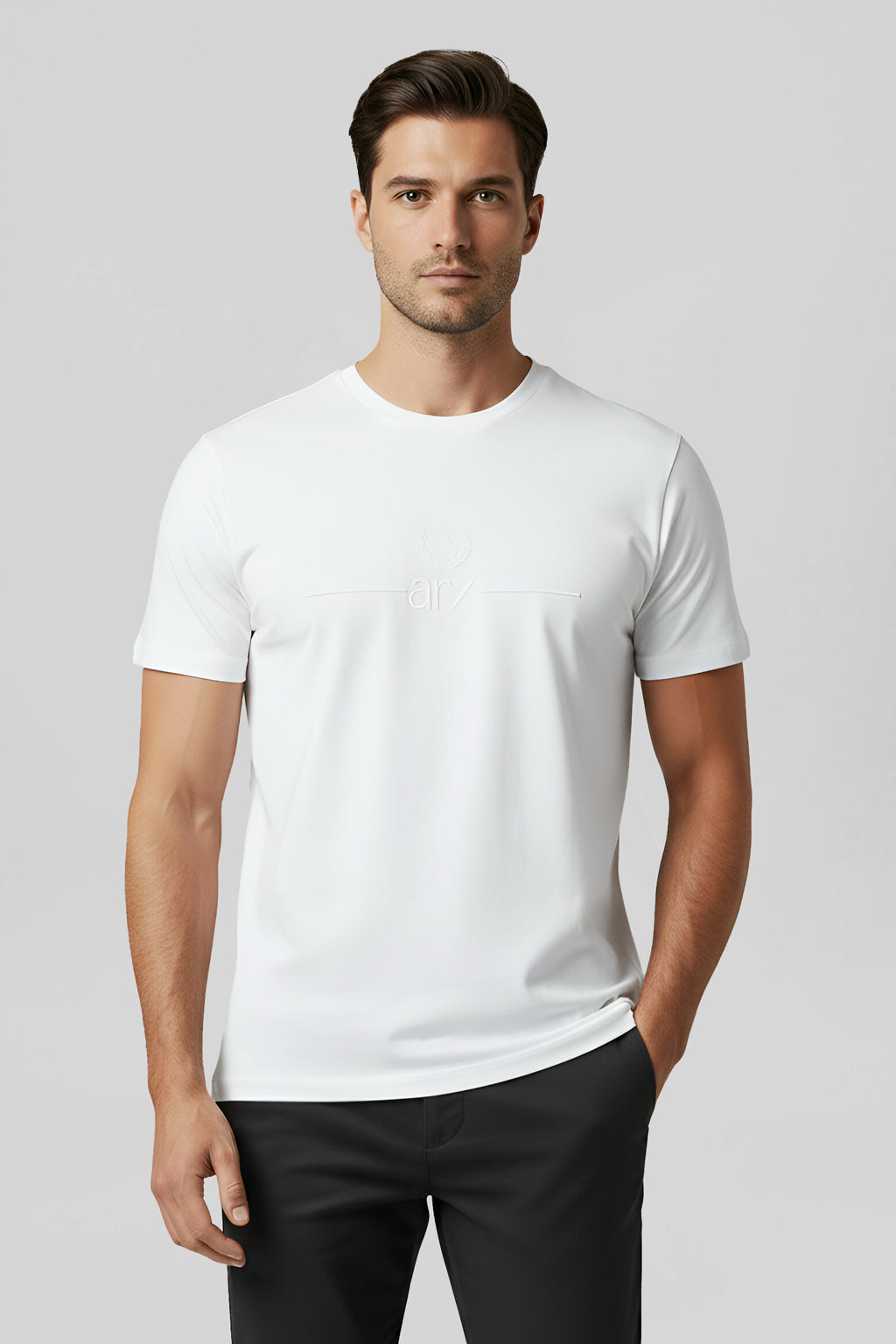 ARZ Classic Embroidered T-Shirt – Men - Navy Blue